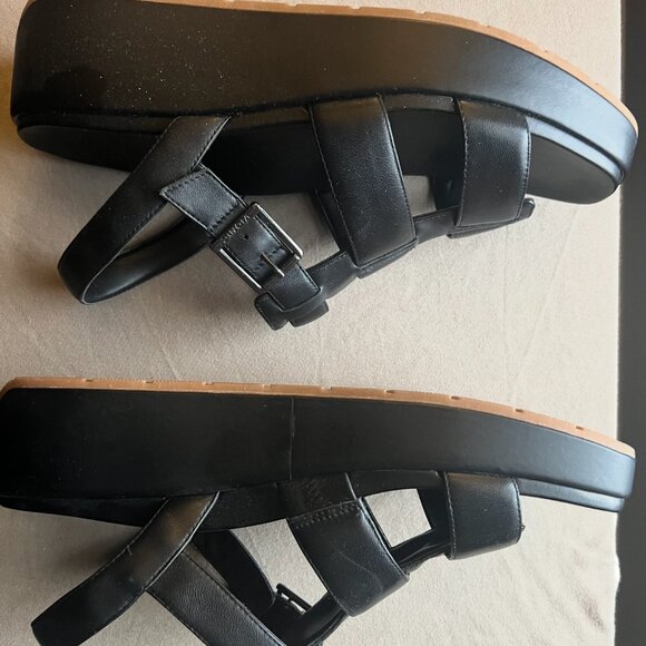 Vionic Delano Platform Wedge Sandals – Black Leather, Size 12 (New in Box) - Picture 4 of 8